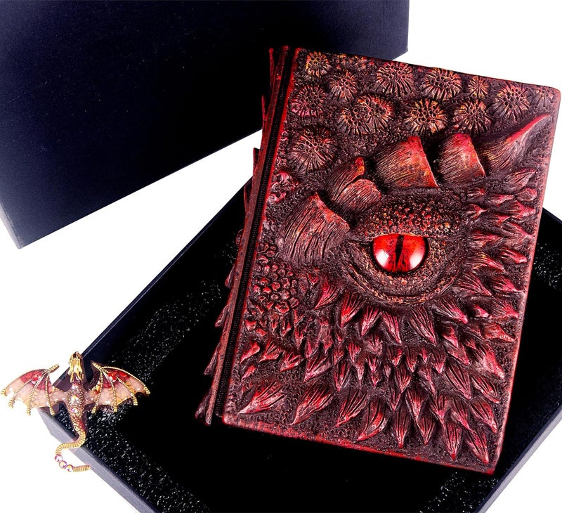 LZlightactor 3D Dragon Eye Embossed Journal,Resin Engraving Notebook,Dnd notebook for Dragon Lovers ，Blank Paper,Hardcover Travel Notepad for Writing,Sketchbook,Collection,Gift,Decoration A4 and A5 Size (A5-Red - Image 5